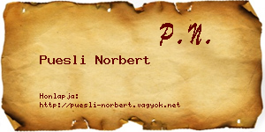 Puesli Norbert névjegykártya